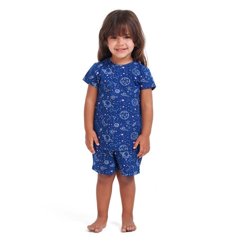 Girls summer pajama set Space t-shirt + Shorts